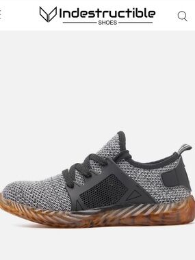Lightweight Knit Steel Toe Sneakers - Black & Gray - US Wo 6.5 - Indestructible